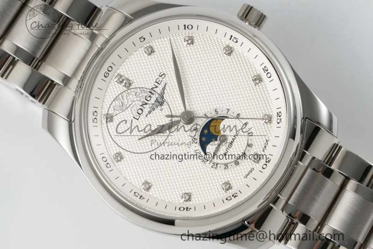 Master Moonphase SS APSF 1:1 Best Edition White Diamonds Dial on SS Bracelet AL899