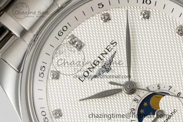 Master Moonphase SS APSF 1:1 Best Edition White Diamonds Dial on SS Bracelet AL899
