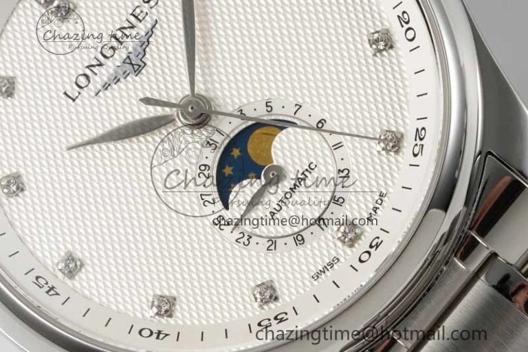 Master Moonphase SS APSF 1:1 Best Edition White Diamonds Dial on SS Bracelet AL899