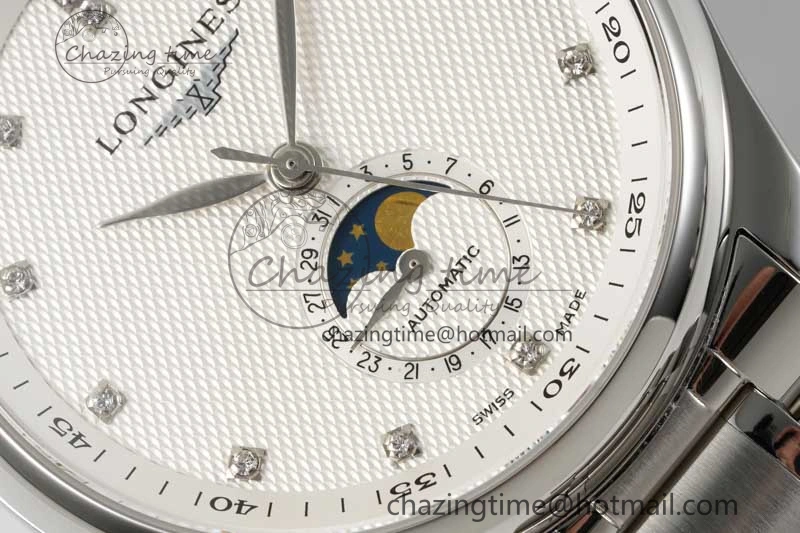 Master Moonphase SS APSF 1:1 Best Edition White Diamonds Dial on SS Bracelet AL899