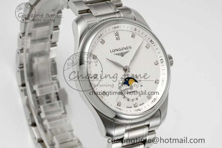 Master Moonphase SS APSF 1:1 Best Edition White Diamonds Dial on SS Bracelet AL899