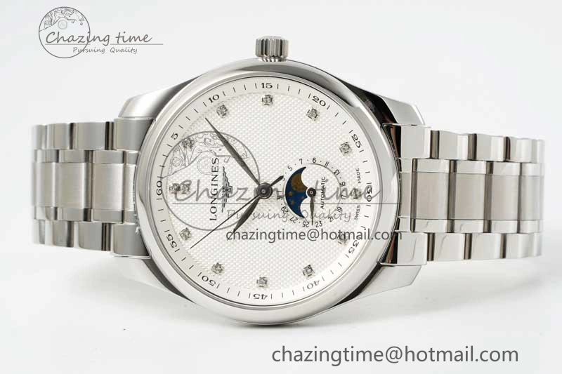 Master Moonphase SS APSF 1:1 Best Edition White Diamonds Dial on SS Bracelet AL899