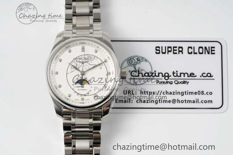Master Moonphase SS APSF 1:1 Best Edition White Diamonds Dial on SS Bracelet AL899