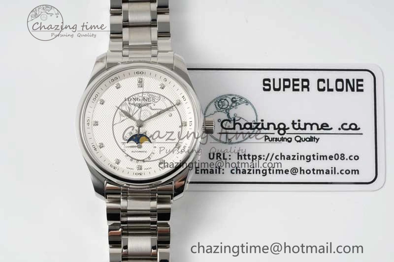 Master Moonphase SS APSF 1:1 Best Edition White Diamonds Dial on SS Bracelet AL899