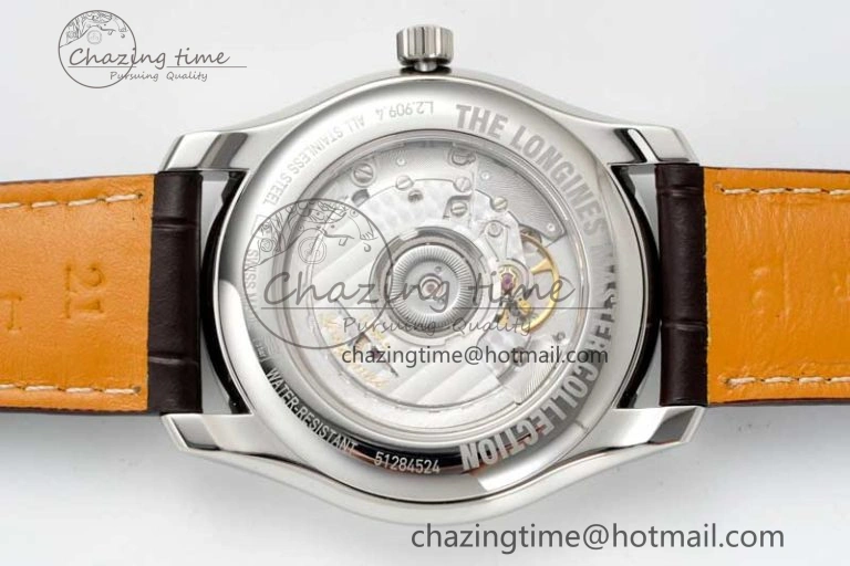 Master Moonphase SS APSF 1:1 Best Edition White Numeral Dial on Brown Leather Strap AL899