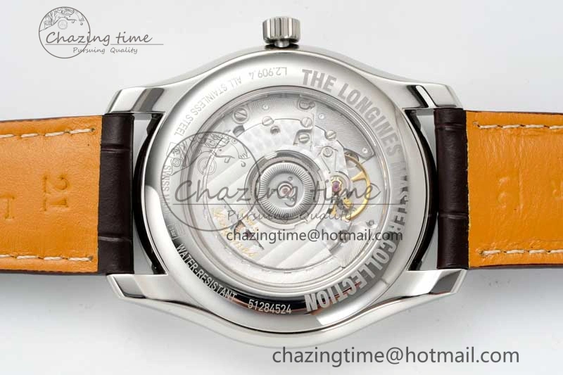 Master Moonphase SS APSF 1:1 Best Edition White Numeral Dial on Brown Leather Strap AL899