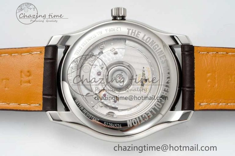 Master Moonphase SS APSF 1:1 Best Edition White Numeral Dial on Brown Leather Strap AL899