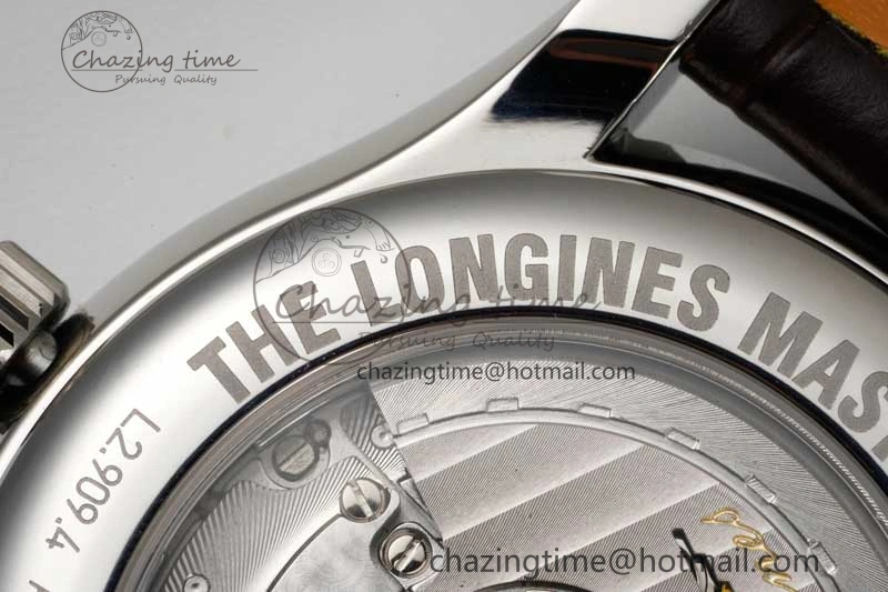 Master Moonphase SS APSF 1:1 Best Edition White Numeral Dial on Brown Leather Strap AL899