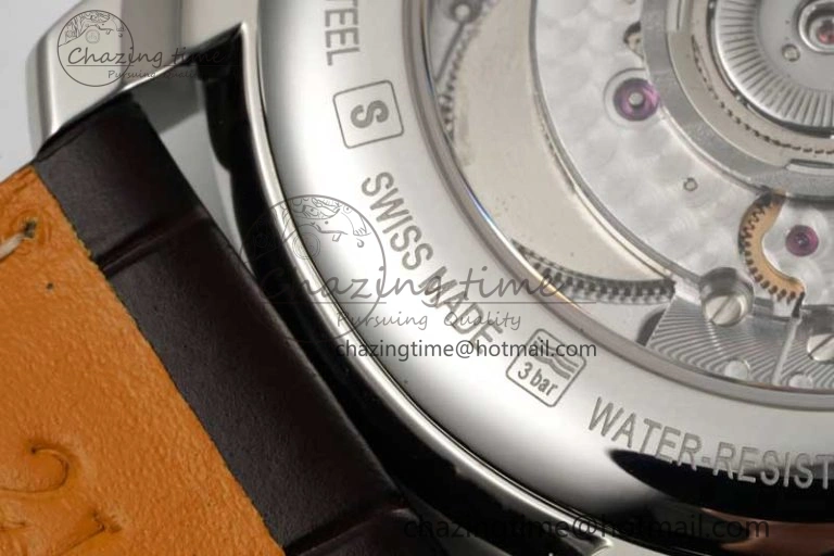 Master Moonphase SS APSF 1:1 Best Edition White Numeral Dial on Brown Leather Strap AL899
