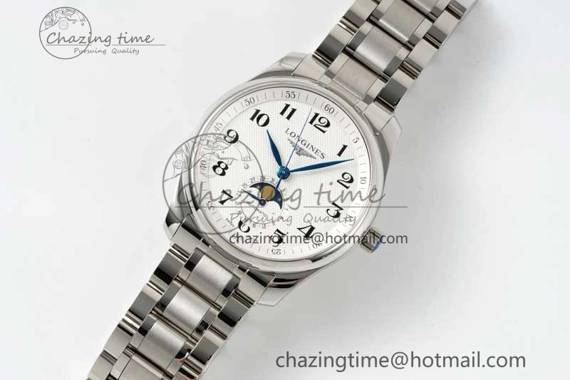 Master Moonphase SS APSF 1:1 Best Edition White Numeral Dial on SS Bracelet AL899
