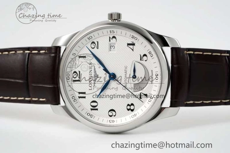 Master Power Reserve SS APSF 1:1 Best Edition White Dial on Brown Leather Strap AL602