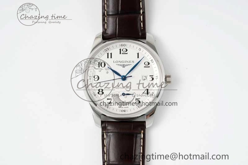 Master Power Reserve SS APSF 1:1 Best Edition White Dial on Brown Leather Strap AL602