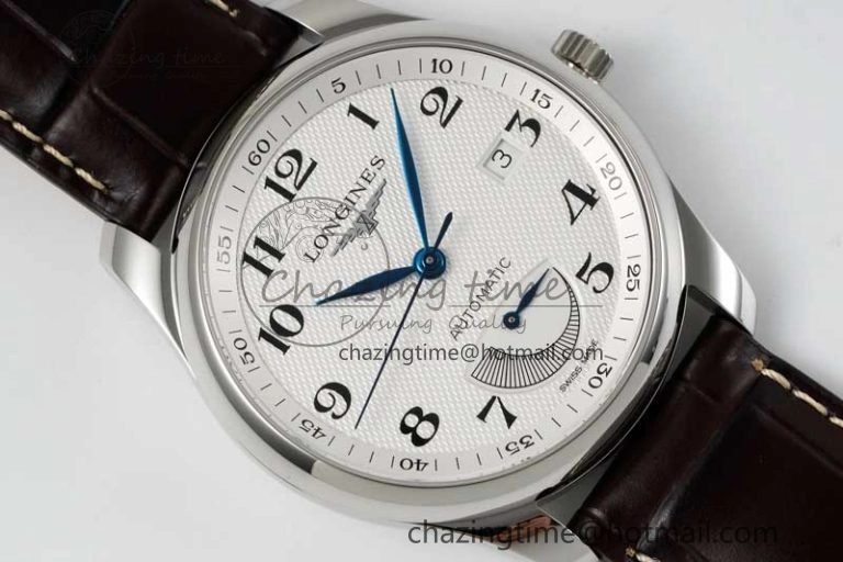 Master Power Reserve SS APSF 1:1 Best Edition White Dial on Brown Leather Strap AL602