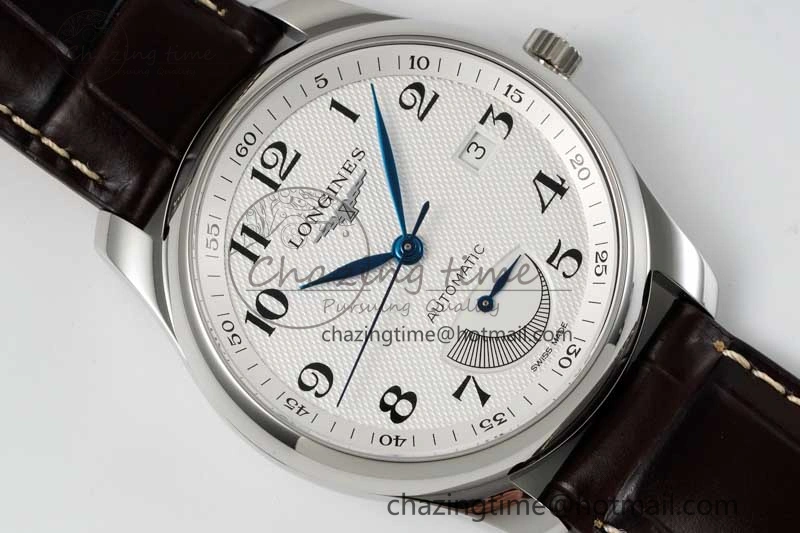 Master Power Reserve SS APSF 1:1 Best Edition White Dial on Brown Leather Strap AL602