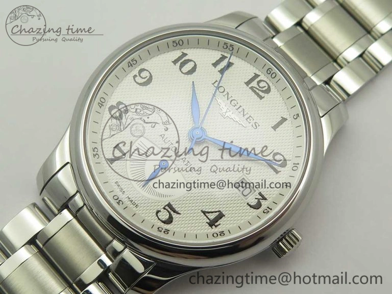 Master Real PR SS GSF Best Edition White Textured Dial on SS Bracelet A2836(Free Brown Leather Strap)