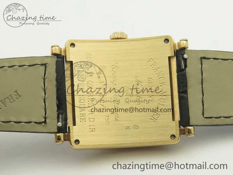 Master Square RG Ladies GF 1:1 Best Edition Full Paved Diamonds On Black Leather Strap Swiss Quartz