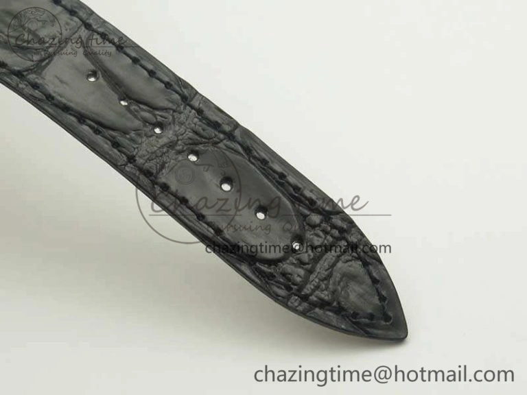 Master Square RG Ladies GF 1:1 Best Edition Full Paved Diamonds On Black Leather Strap Swiss Quartz