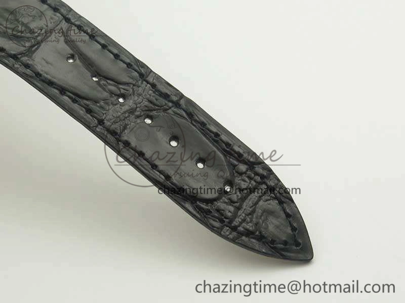 Master Square RG Ladies GF 1:1 Best Edition Full Paved Diamonds On Black Leather Strap Swiss Quartz