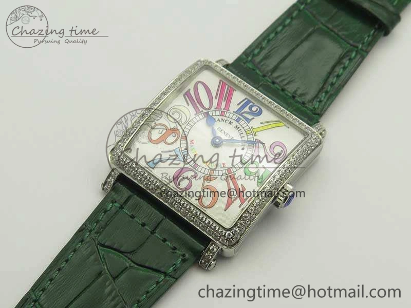 Master Square SS Ladies GF 1:1 Best Edition White Color Markers Dial Diam Bezel On Leather Strap Swiss Quartz