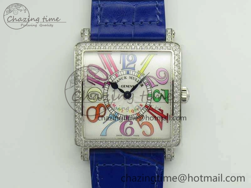 Master Square SS Ladies GF 1:1 Best Edition White Color Markers Dial Diam Bezel On Leather Strap Swiss Quartz