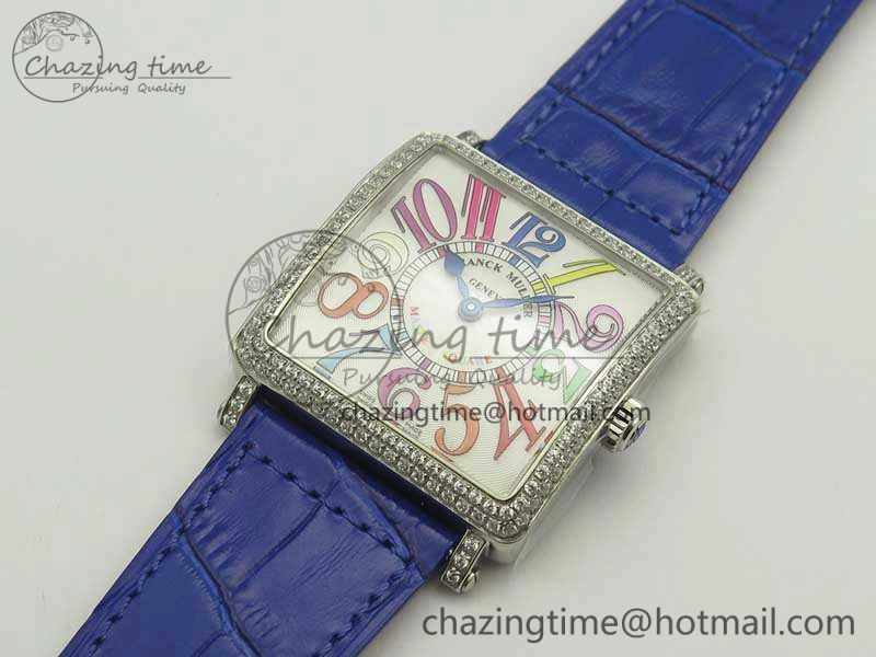 Master Square SS Ladies GF 1:1 Best Edition White Color Markers Dial Diam Bezel On Leather Strap Swiss Quartz
