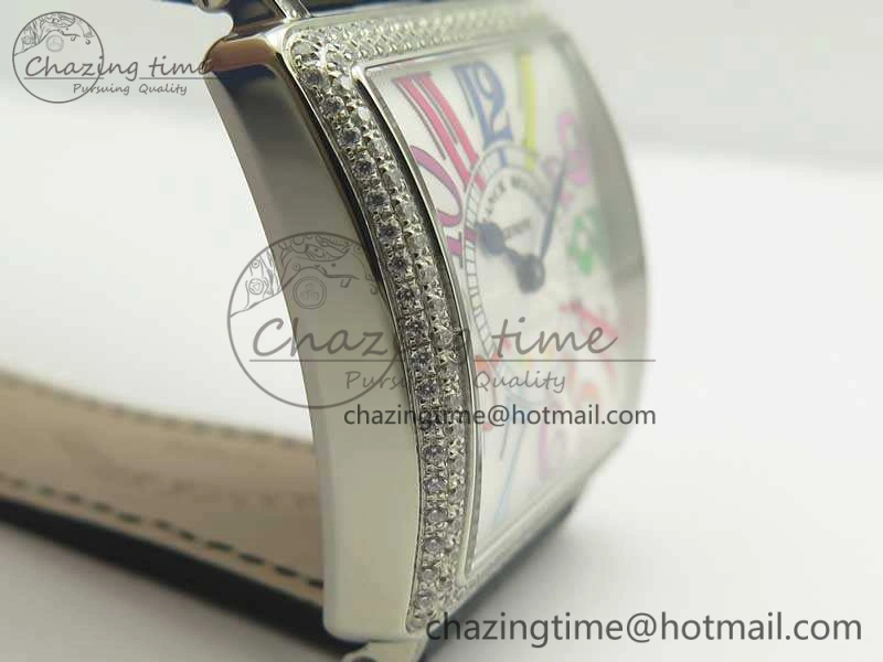 Master Square SS Ladies GF 1:1 Best Edition White Color Markers Dial Diam Bezel On Leather Strap Swiss Quartz