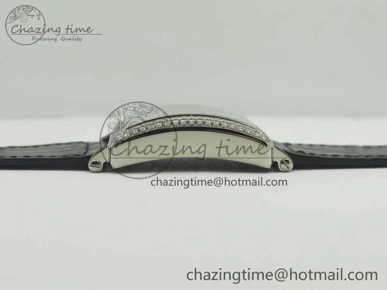 Master Square SS Ladies GF 1:1 Best Edition White Color Markers Dial Diam Bezel On Leather Strap Swiss Quartz