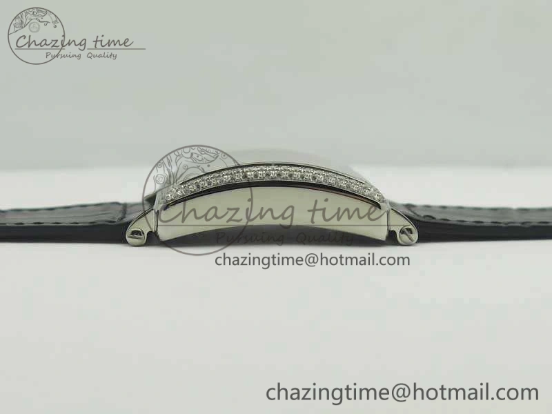 Master Square SS Ladies GF 1:1 Best Edition White Color Markers Dial Diam Bezel On Leather Strap Swiss Quartz