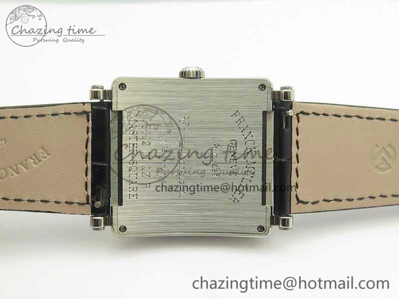 Master Square SS Ladies GF 1:1 Best Edition White Dial On Leather Strap Swiss Quartz