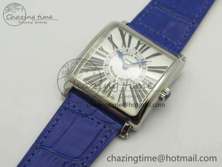 Master Square SS Ladies GF 1:1 Best Edition White Dial On Leather Strap Swiss Quartz
