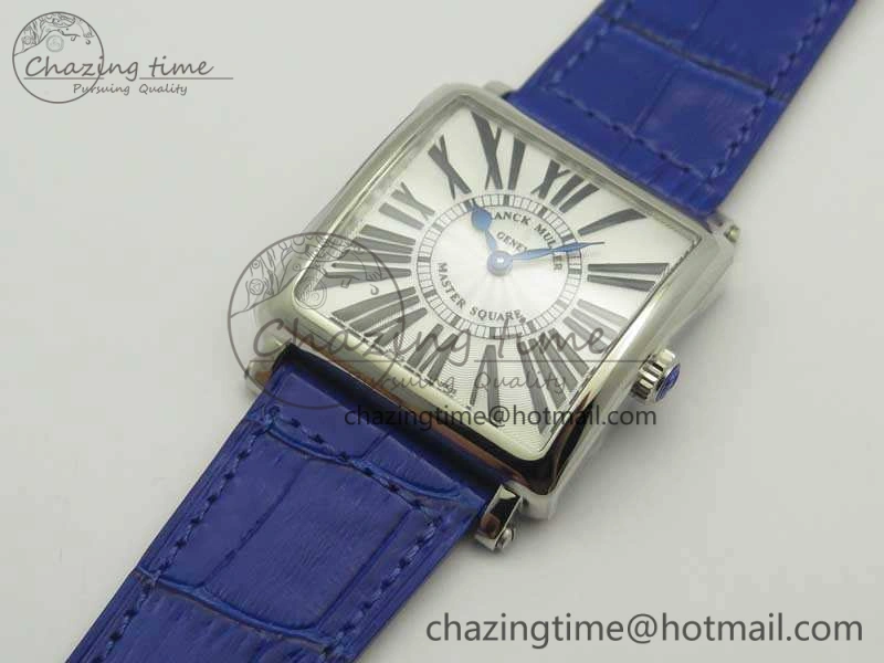 Master Square SS Ladies GF 1:1 Best Edition White Dial On Leather Strap Swiss Quartz