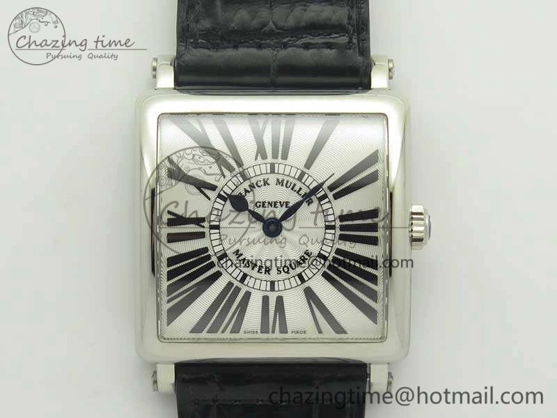 Master Square SS Ladies GF 1:1 Best Edition White Dial On Leather Strap Swiss Quartz
