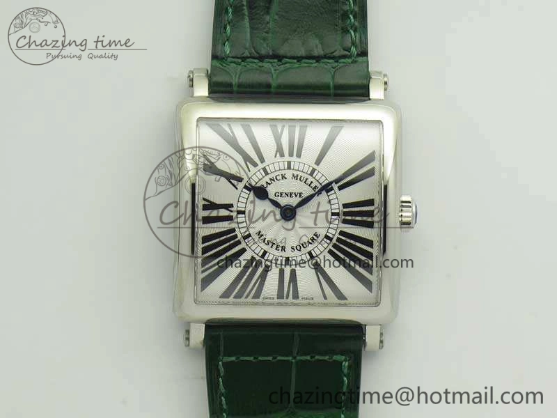 Master Square SS Ladies GF 1:1 Best Edition White Dial On Leather Strap Swiss Quartz