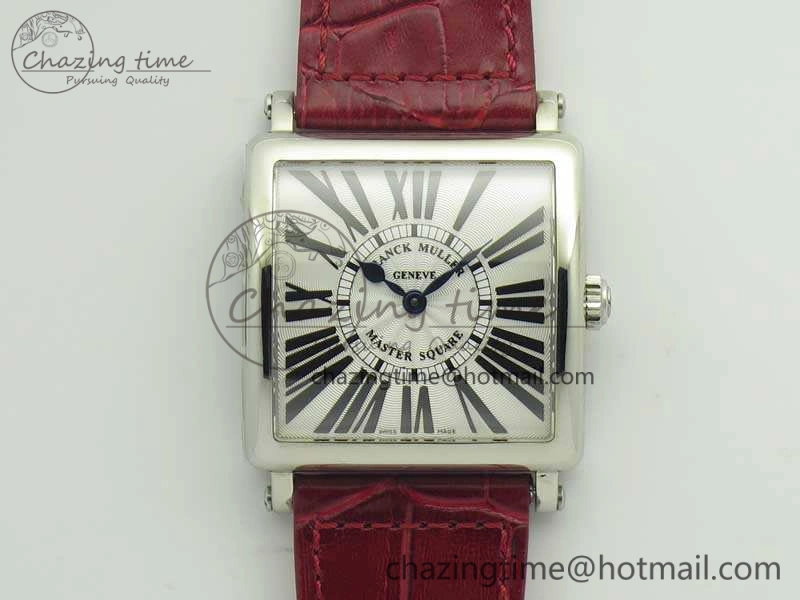 Master Square SS Ladies GF 1:1 Best Edition White Dial On Leather Strap Swiss Quartz