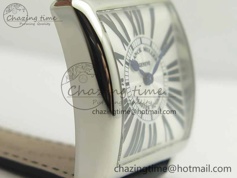Master Square SS Ladies GF 1:1 Best Edition White Dial On Leather Strap Swiss Quartz