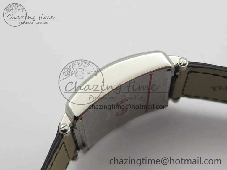 Master Square SS Ladies GF 1:1 Best Edition White Textured Dial On Black Leather Strap Swiss Quartz