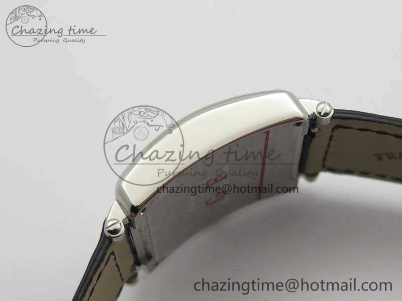 Master Square SS Ladies GF 1:1 Best Edition White Textured Dial On Black Leather Strap Swiss Quartz