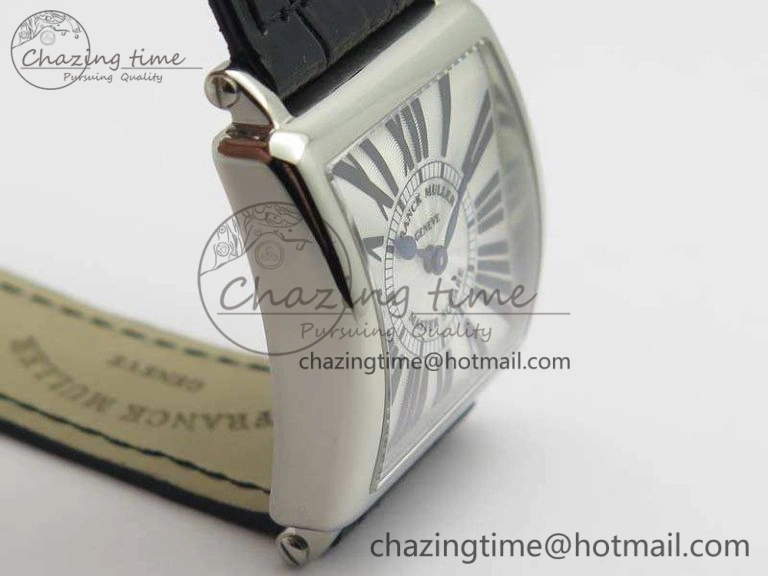 Master Square SS Ladies GF 1:1 Best Edition White Textured Dial On Black Leather Strap Swiss Quartz