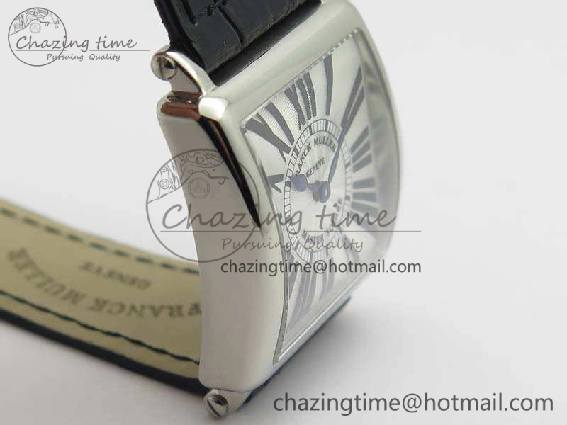 Master Square SS Ladies GF 1:1 Best Edition White Textured Dial On Black Leather Strap Swiss Quartz