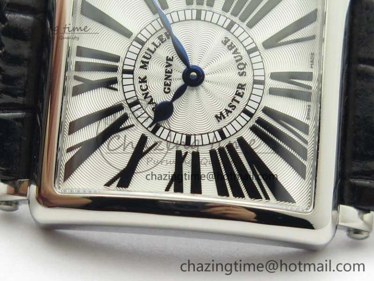 Master Square SS Ladies GF 1:1 Best Edition White Textured Dial On Black Leather Strap Swiss Quartz