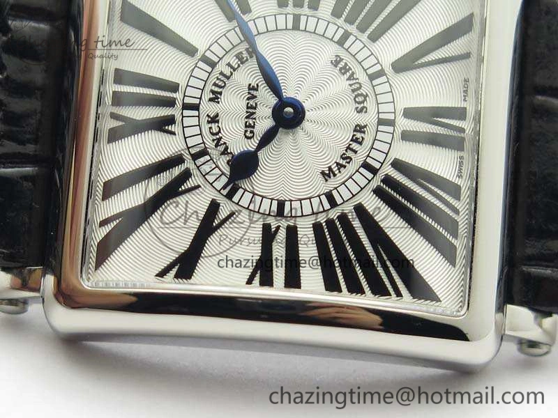 Master Square SS Ladies GF 1:1 Best Edition White Textured Dial On Black Leather Strap Swiss Quartz
