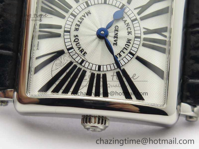 Master Square SS Ladies GF 1:1 Best Edition White Textured Dial On Black Leather Strap Swiss Quartz