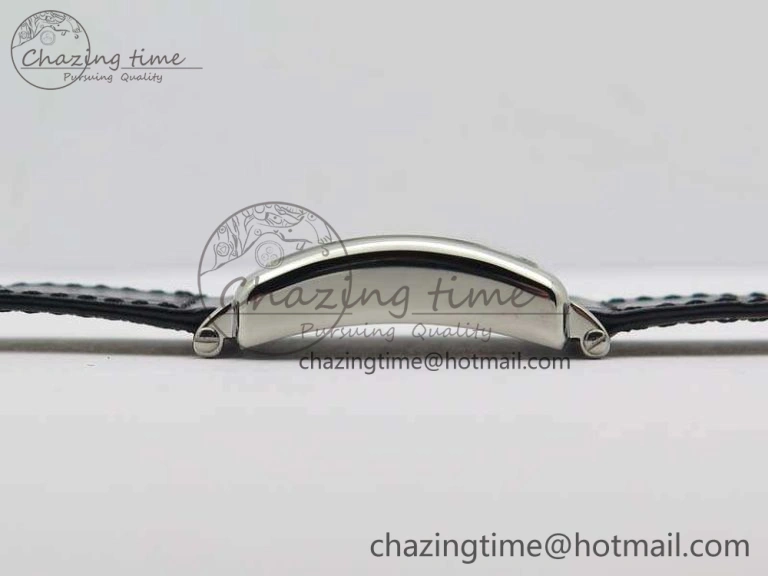 Master Square SS Ladies GF 1:1 Best Edition White Textured Dial On Black Leather Strap Swiss Quartz