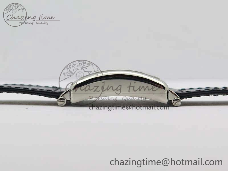 Master Square SS Ladies GF 1:1 Best Edition White Textured Dial On Black Leather Strap Swiss Quartz