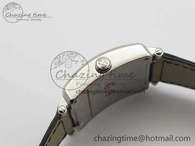 Master Square SS Ladies GF 1:1 Best Edition White Textured Dial On Black Leather Strap Swiss Quartz