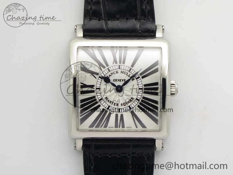 Master Square SS Ladies GF 1:1 Best Edition White Textured Dial On Black Leather Strap Swiss Quartz