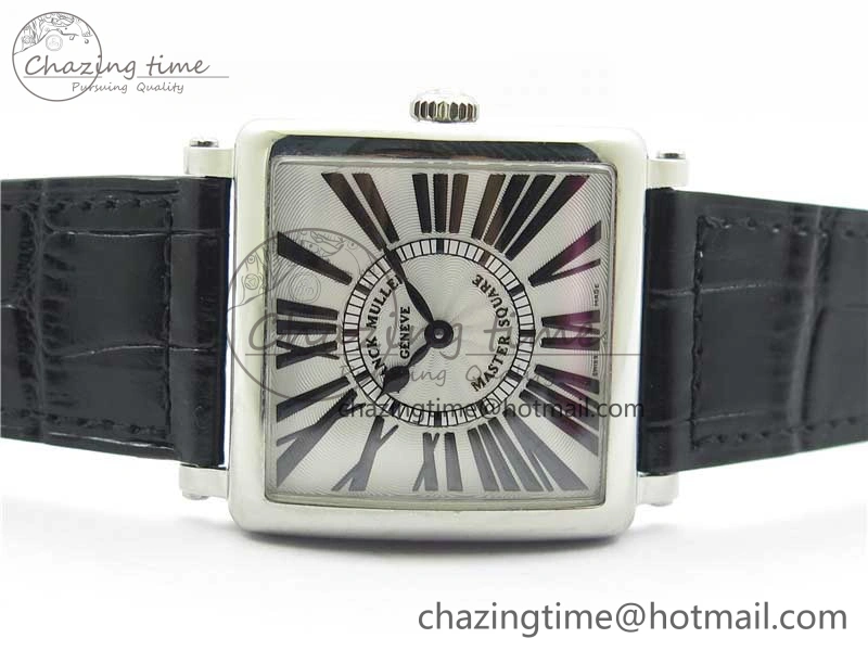 Master Square SS Ladies ZF 1:1 Best Edition White Black Roman Dial on Black Leather Strap Ronda Quartz