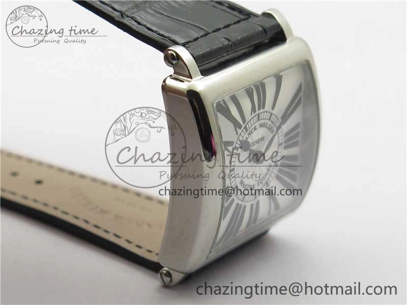 Master Square SS Ladies ZF 1:1 Best Edition White Black Roman Dial on Black Leather Strap Ronda Quartz