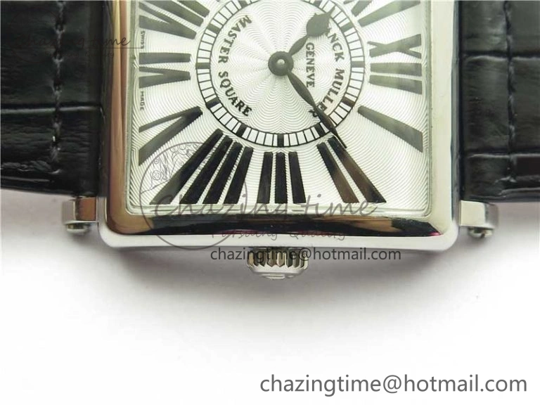 Master Square SS Ladies ZF 1:1 Best Edition White Black Roman Dial on Black Leather Strap Ronda Quartz
