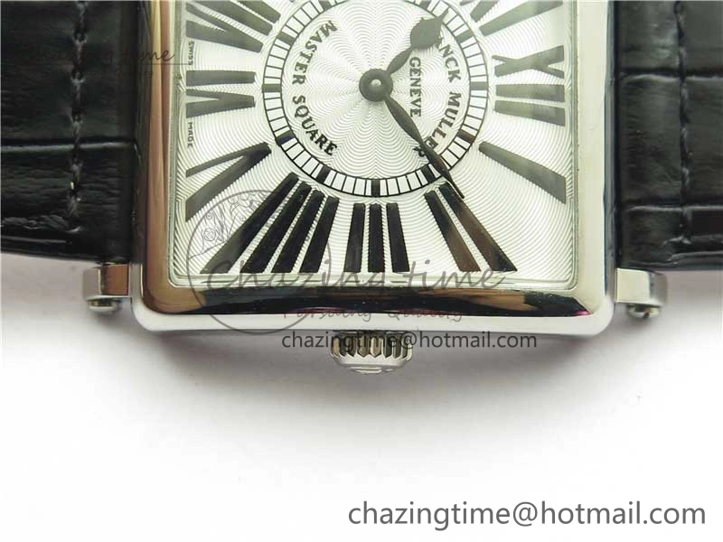 Master Square SS Ladies ZF 1:1 Best Edition White Black Roman Dial on Black Leather Strap Ronda Quartz